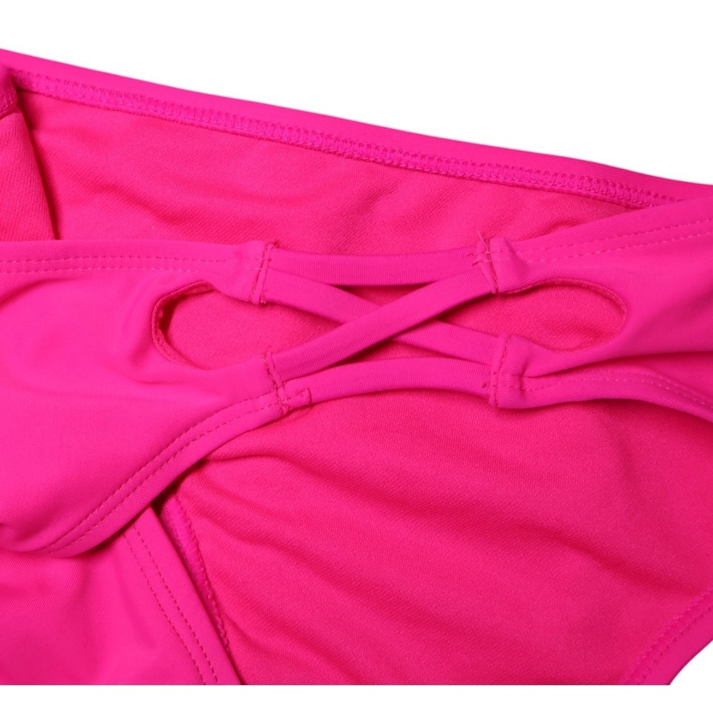 California Waves Solid Lattice Side Bikini Bottom L Raspberry Pink NWT - Picture 3 of 6